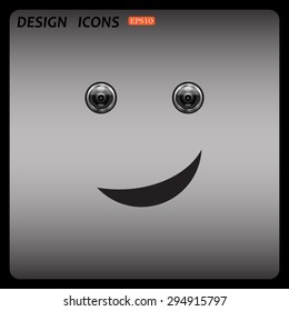smiley, eye web cam. icon. vector design