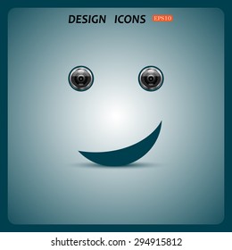 smiley, eye web cam. icon. vector design