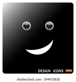 smiley, eye web cam. icon. vector design