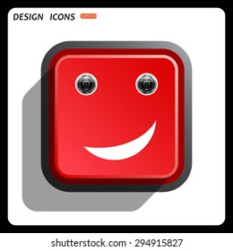 smiley, eye web cam. icon. vector design