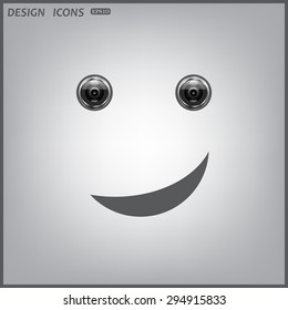 smiley, eye web cam. icon. vector design