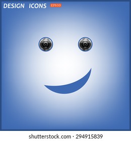 smiley, eye web cam. icon. vector design