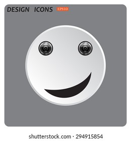 smiley, eye web cam. icon. vector design
