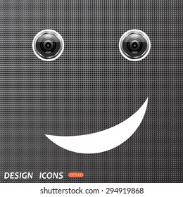 smiley, eye web cam. icon. vector design