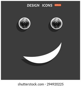 smiley, eye web cam. icon. vector design