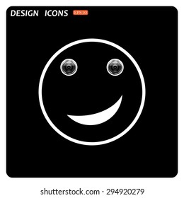 smiley, eye web cam. icon. vector design