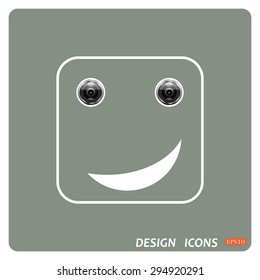 smiley, eye web cam. icon. vector design