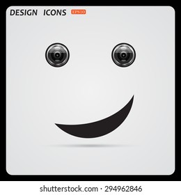 smiley, eye web cam. icon. vector design