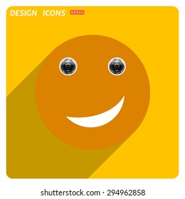 smiley, eye web cam. icon. vector design