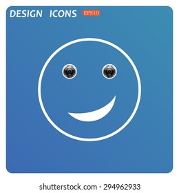 smiley, eye web cam. icon. vector design