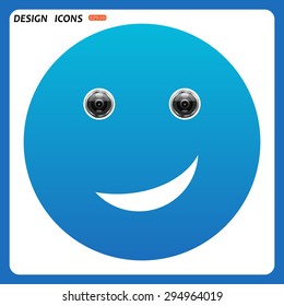 smiley, eye web cam. icon. vector design