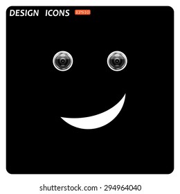 smiley, eye web cam. icon. vector design