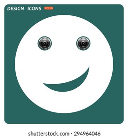 smiley, eye web cam. icon. vector design