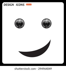 smiley, eye web cam. icon. vector design