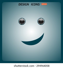 smiley, eye web cam. icon. vector design