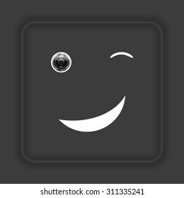 smiley, eye web cam. icon. vector design