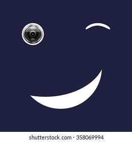 smiley, eye web cam. icon. vector design