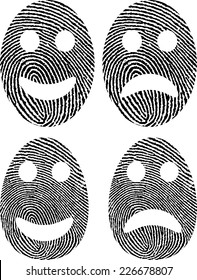 smiley face and angry face with fingerprint