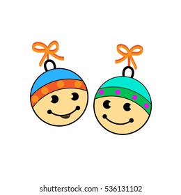 Smiley. Face with big eyes and a children's pacifier. Isolated on white background