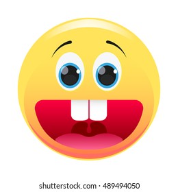 Smiley. Face with a big smile. Vector illustration. Isolated on white background.