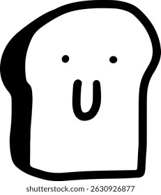Smiley face bread line drawing.