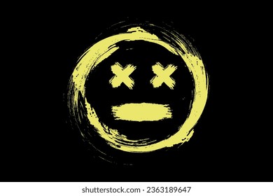 Smiley face brush style grunge vector design