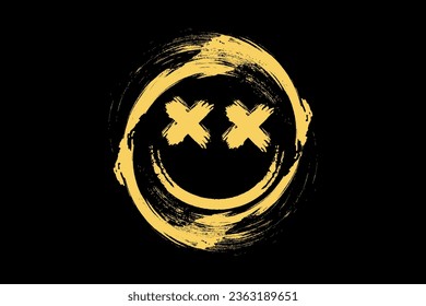 Smiley face brush style grunge vector design