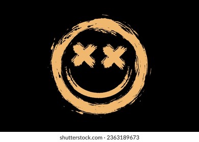 Smiley face brush style grunge vector design