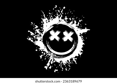 Smiley face brush style grunge vector design