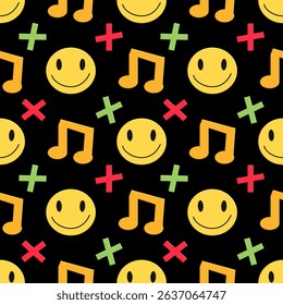  Smiley face cartoon, fabric pattern , wrapping paper , seamless pattern 