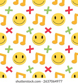  Smiley face cartoon, fabric pattern , wrapping paper , seamless pattern 