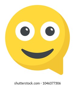 Smiley face with chat bubble defines chat smiley 