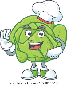 Smiley Face chef cabbage character with white hat