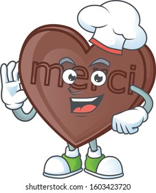 Smiley Face chef one bite love chocolate character with white hat