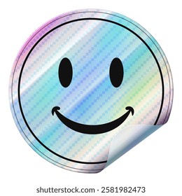 Smiley face colorful hologram sticker peeling