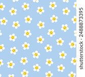 Smiley Face Daisy Flowers Pattern Decoration Background Vector