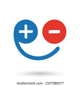 Smiley Face Design Logo with Minus and Plus Eyes