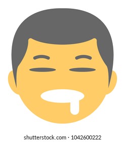 
A smiley face drooling with open mouth
