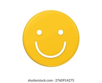 Smiley face emoji icon 3D render illustration isolated