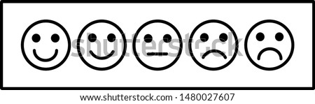 smiley face emoticons / emoji line art vector icons for apps and websites, Customer review, satisfaction, feedback, mood tracker