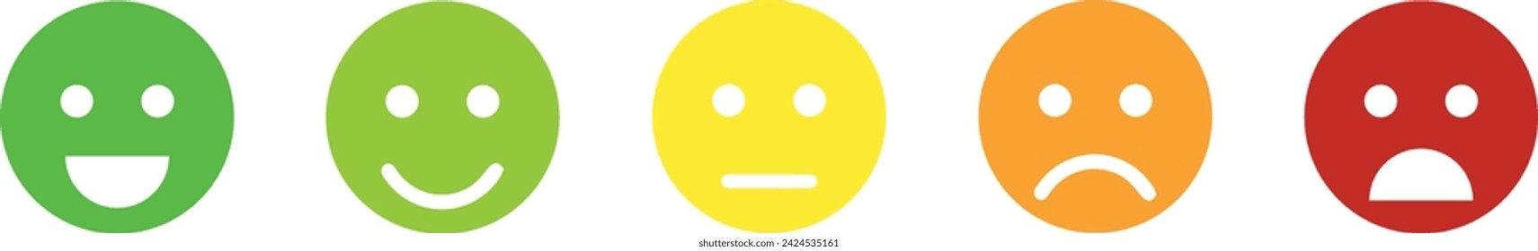 Smiley face emoticons - line art emoji vector icons for apps and websites, customer review, satisfaction, feedback, mood tracker