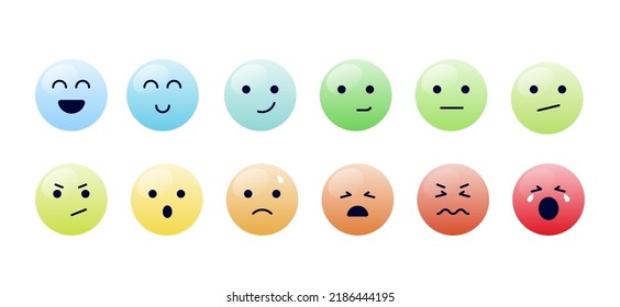 Smiley face expression - Set of mood symbols with faces showing different expressions. Vector illustration