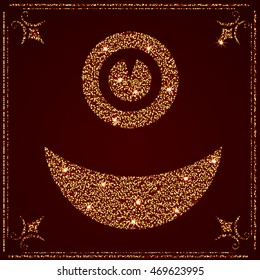 smiley face with eyes of golden sand