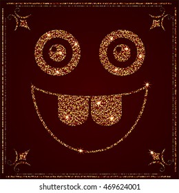 smiley face with eyes of golden sand