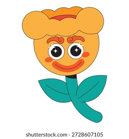 Smiley Face Flor Desenho Animado Design Plano Ilustração