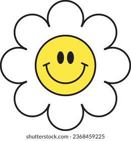 Smiley Face Flower illustration, Daisy Smiley