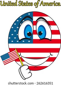 smiley face in  the form of a flag USA