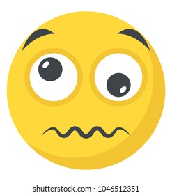 A smiley face with frustrated expressions, confounded emoji icon design