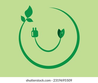 smiley face, green energy and renewable plugs