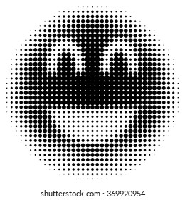 Smiley face in halftone dots style Vector isolated object for websites, design, icons, user picture, avatars, posters, t shirt, logo, stickers, tattoo or other 